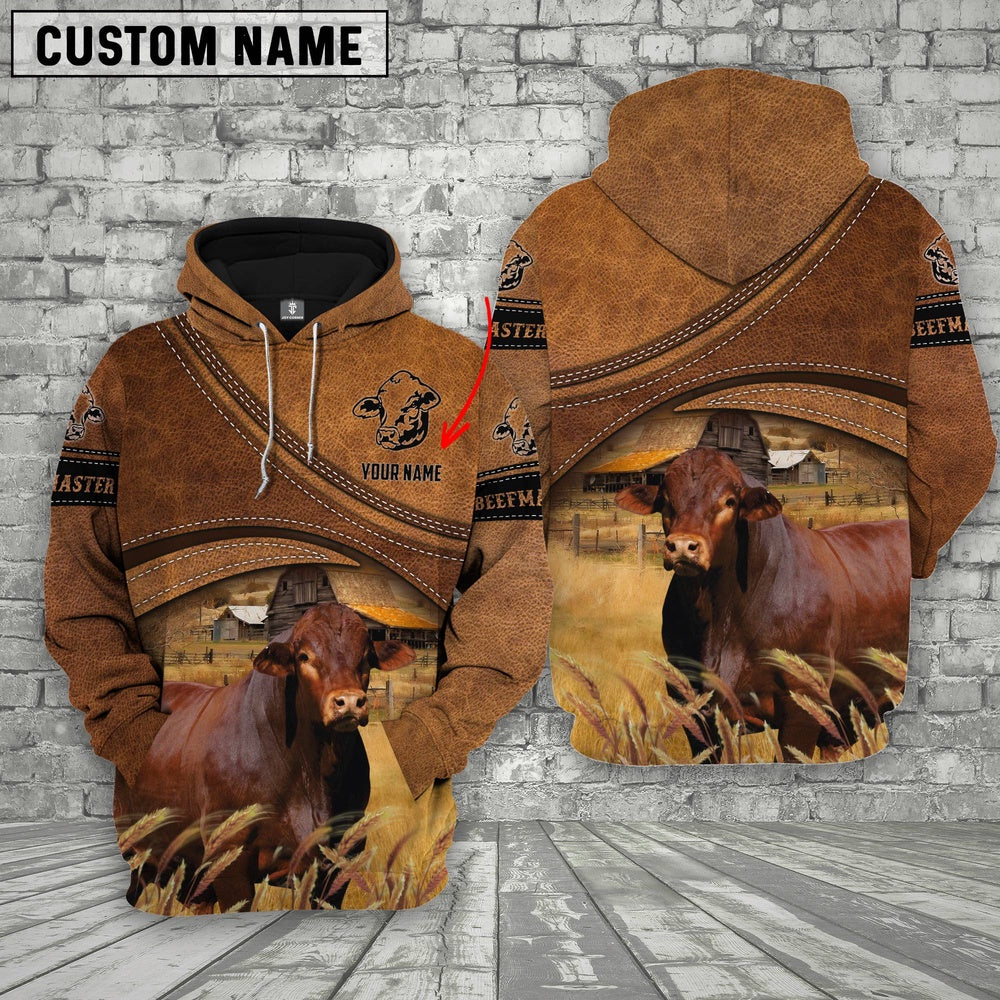 Beefmaster Customized Name Brown Race Hoodie, Farmer Hoodie, Custom Farm Shirts, Farmer T Shirt