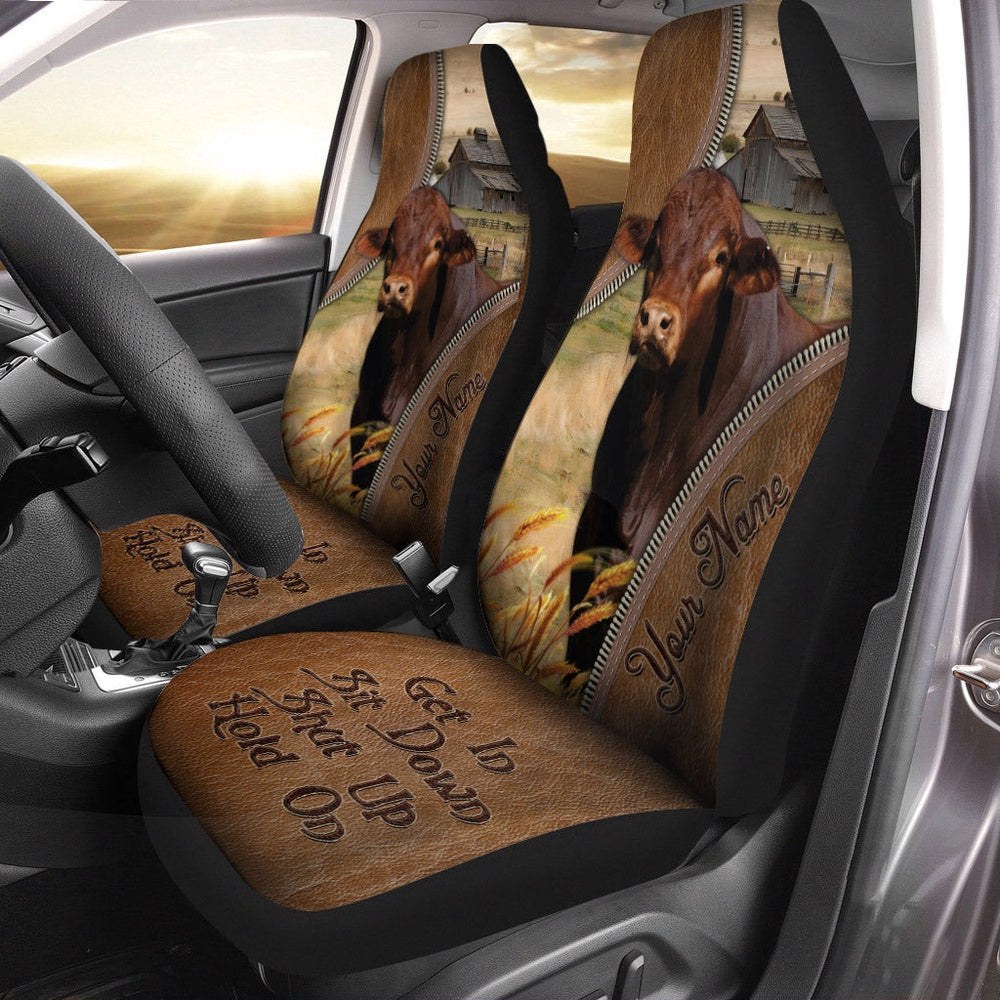 Beefmaster Customized Name Leather Pattern Car Seat Cover, Car Seat Cover, Farm Car Seat Cover, Pet Seat Covers