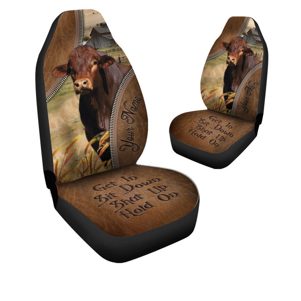 Beefmaster Customized Name Leather Pattern Car Seat Cover, Car Seat Cover, Farm Car Seat Cover, Pet Seat Covers