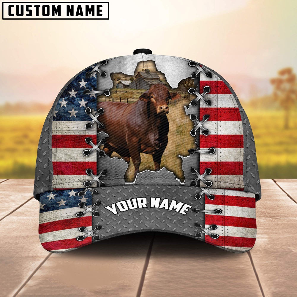 Beefmaster Customized Name US Flag Cap, Farmer Cap, Vintage Farmer Hat, Mens Farmer Hats, Cap For Farmers