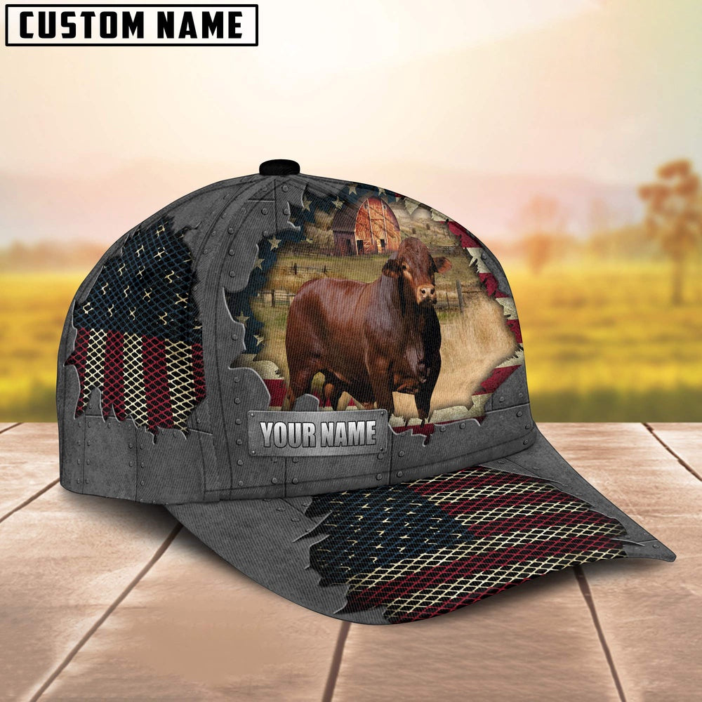 Beefmaster Customized Name US Flag Net Cap, Farmer Cap, Vintage Farmer Hat, Mens Farmer Hats, Cap For Farmers