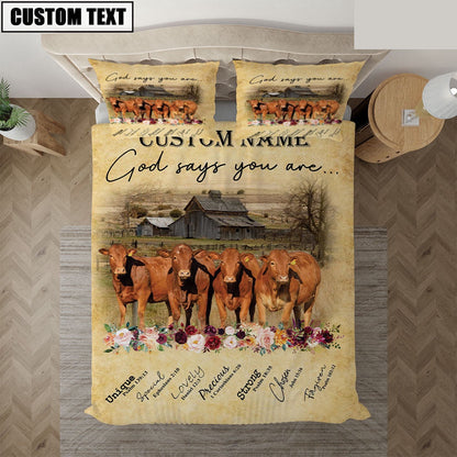 Beefmaster God Says You Are Custom Name Bedding Set, Farm Bedding Set, Farmhouse Bedding Set