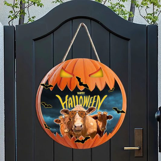 Beefmaster In Halloween Decoration Pumkpin Happy Halloween Wooden Sign, Farm Wood Sign, Farmhouse Decor Wooden Signs