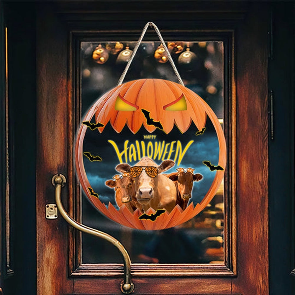 Beefmaster In Halloween Decoration Pumkpin Happy Halloween Wooden Sign, Farm Wood Sign, Farmhouse Decor Wooden Signs