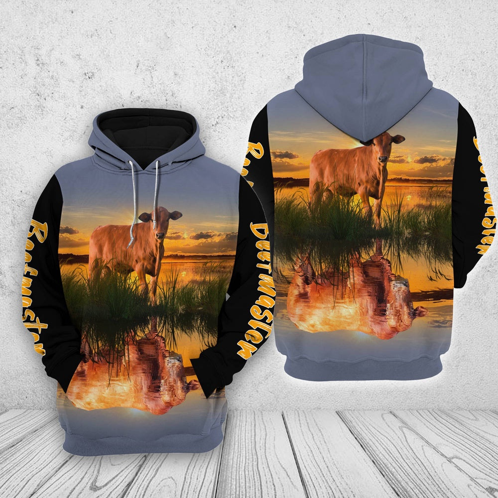 Beefmaster In The Sunset Shirts, Farmer Hoodie, Farm Themed Shirts, Farm Tee Shirts