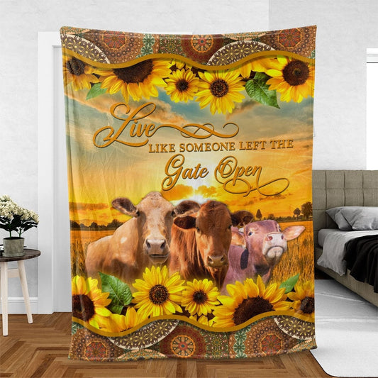 Beefmaster Live Like Someone Left The Gate Open Blanket, Farm Blanket, Farm Animal Blanket