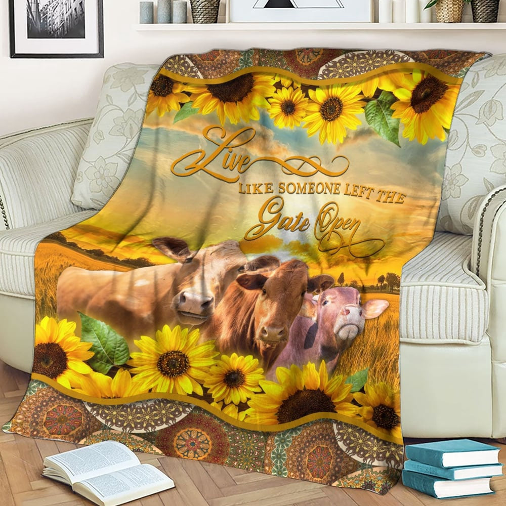 Beefmaster Live Like Someone Left The Gate Open Blanket, Farm Blanket, Farm Animal Blanket
