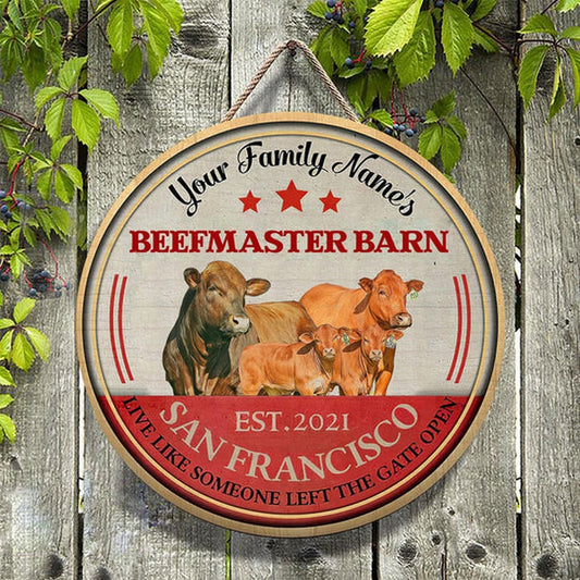 Beefmaster Live Like Someone Left The Gate Open Custom Happy Halloween Wooden Sign, Farm Wood Sign, Farm House Wood Signs