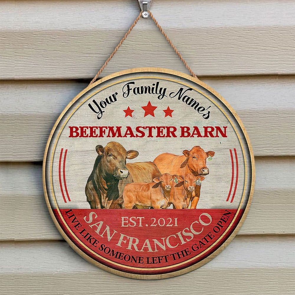 Beefmaster Live Like Someone Left The Gate Open Custom Happy Halloween Wooden Sign, Farm Wood Sign, Farm House Wood Signs