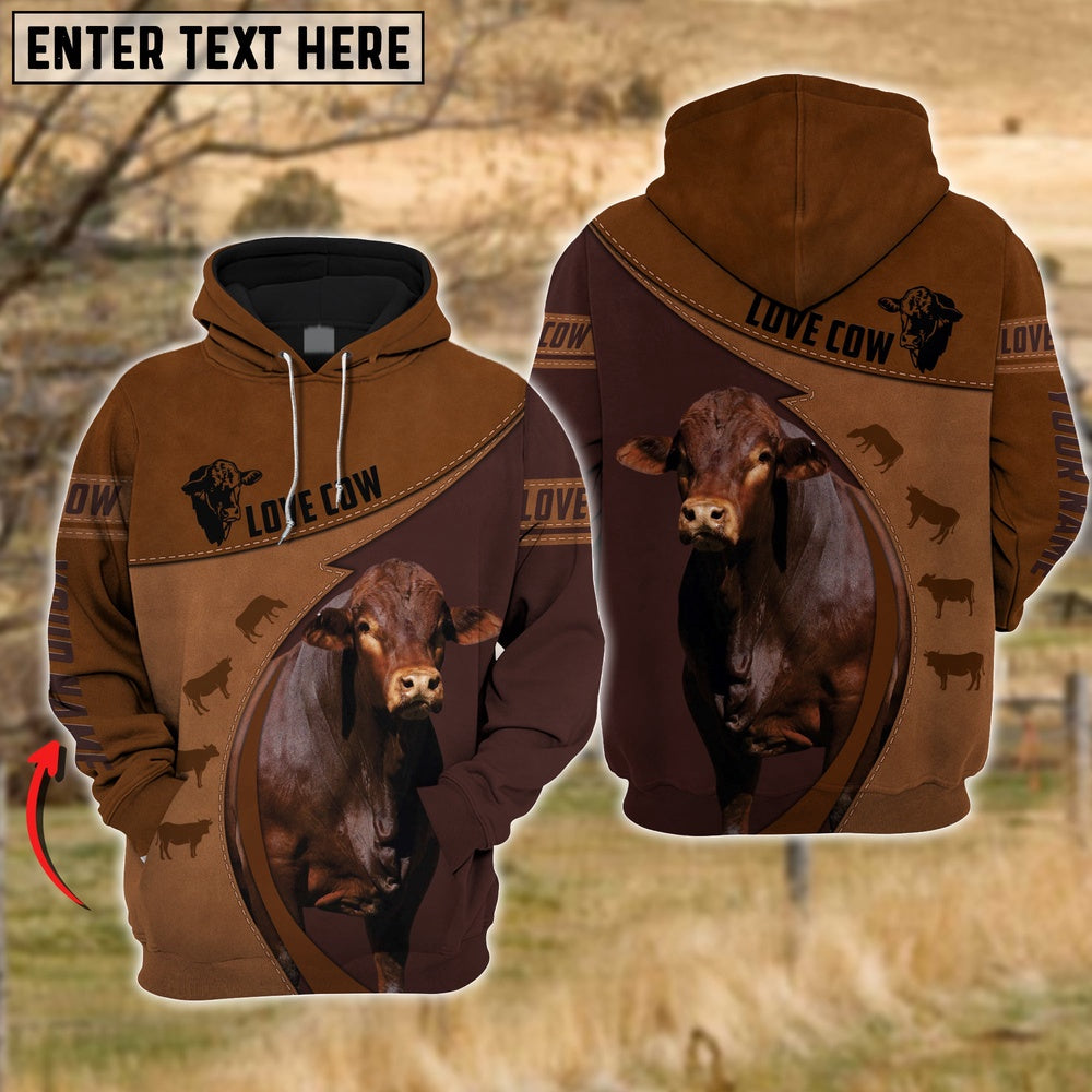 Beefmaster Love Cattle Leather Pattern Personalized All Over Printed Hoodie, Farmer Hoodie, Custom Farm Shirts, Farmer T Shirt