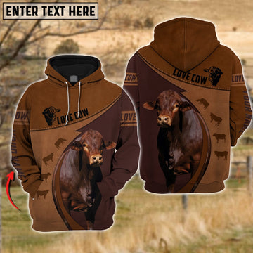 Beefmaster Love Cattle Leather Pattern Personalized All Over Printed Hoodie, Farmer Hoodie, Custom Farm Shirts, Farmer T Shirt