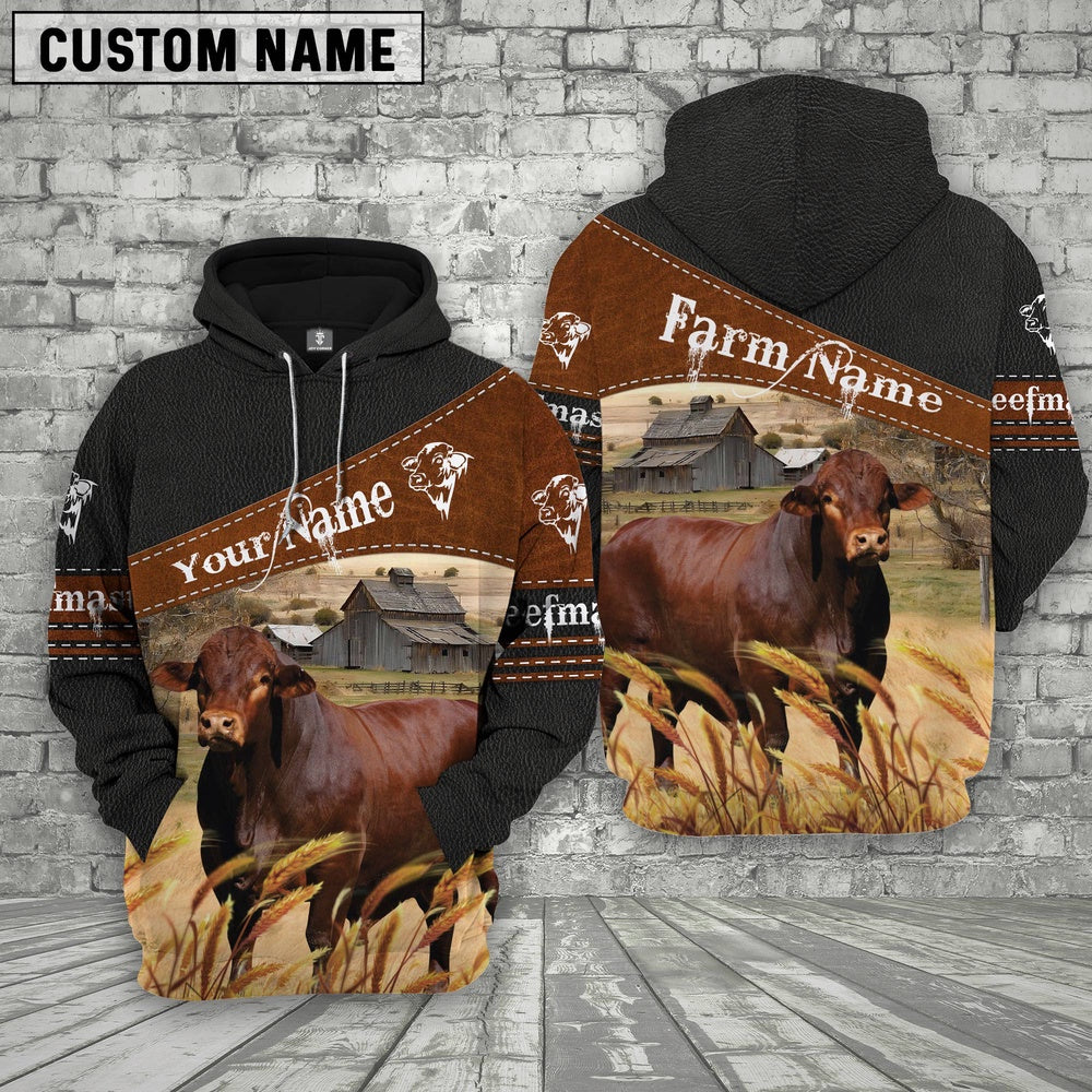 Beefmaster On Farm Custom Name Printed 3D Black Hoodie, Farmer Hoodie, Custom Farm Shirts, Farmer T Shirt