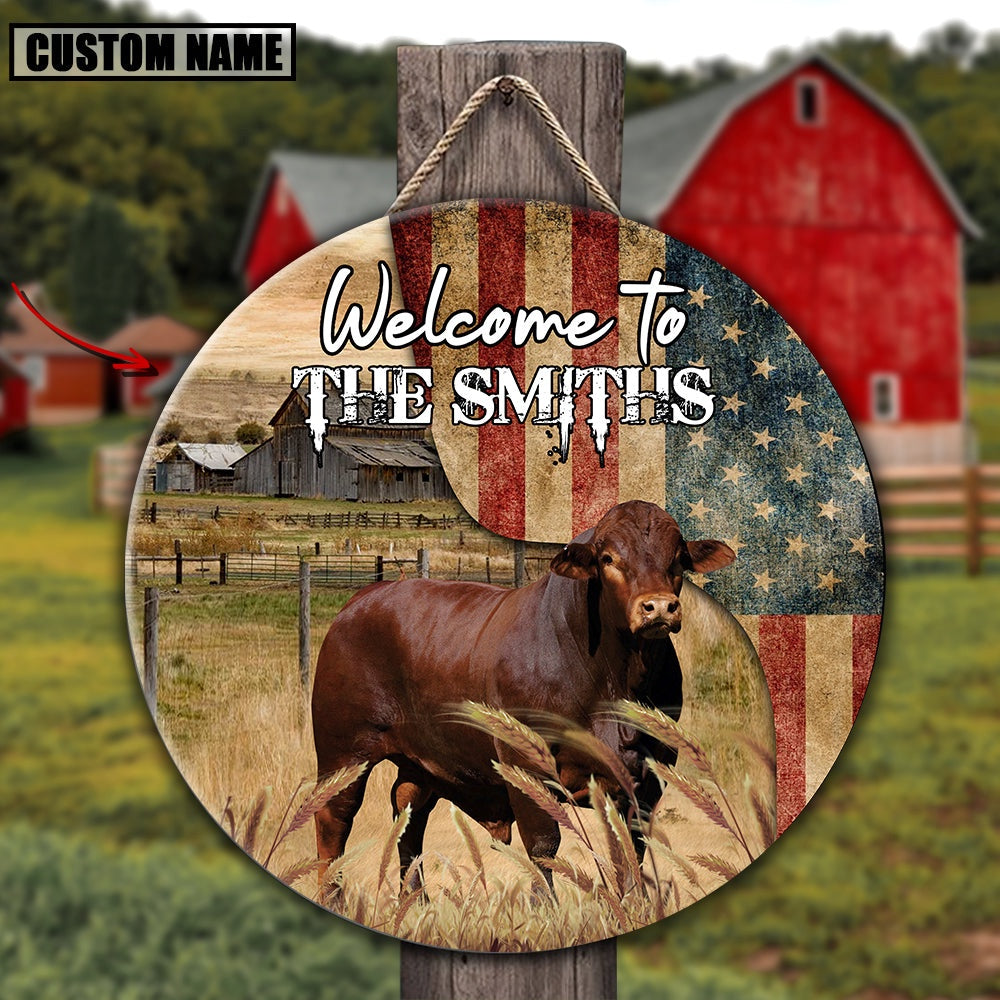 Beefmaster On The Farm Round Wooden Sign, Farm Wood Sign, Farm House Wood Signs