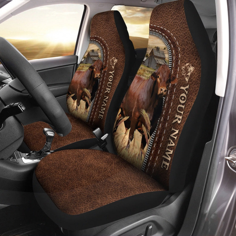 Beefmaster Personalized Name Leather Pattern Car Seat Cover, Car Seat Cover, Farm Car Seat Cover, Pet Seat Covers