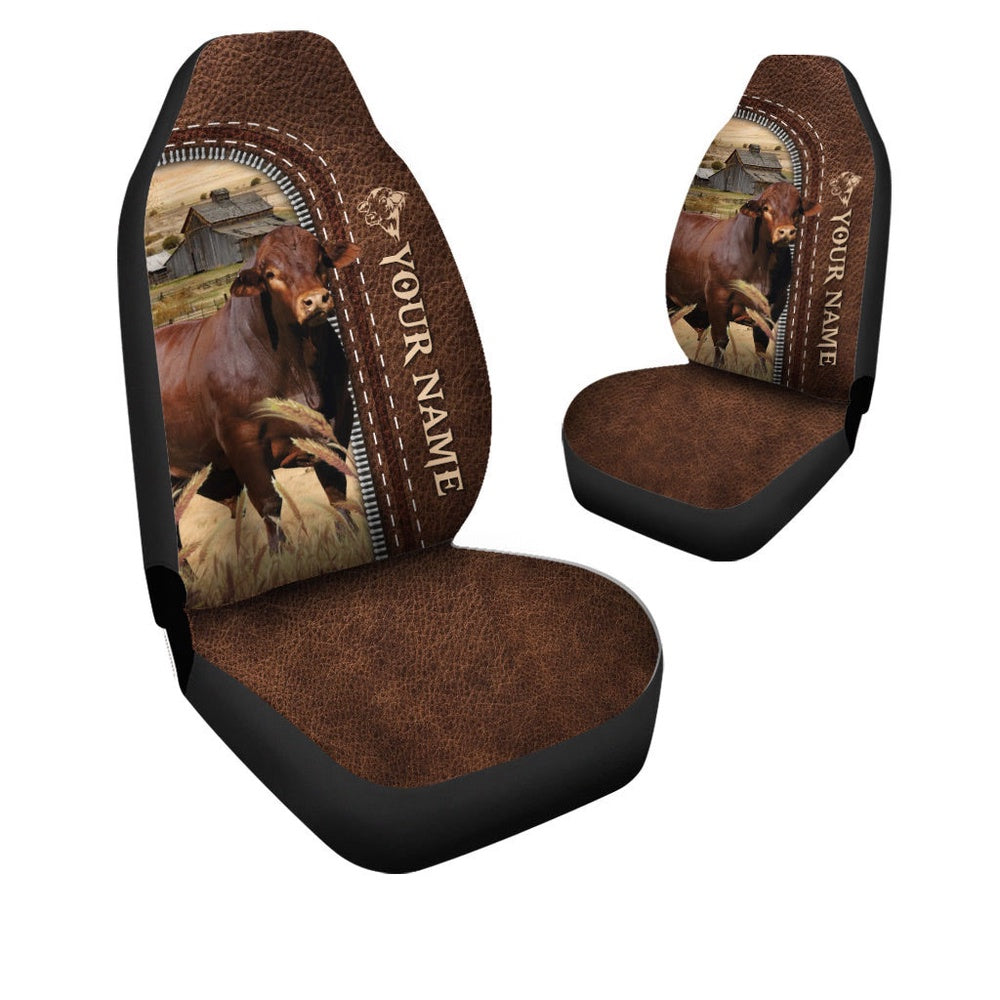 Beefmaster Personalized Name Leather Pattern Car Seat Cover, Car Seat Cover, Farm Car Seat Cover, Pet Seat Covers