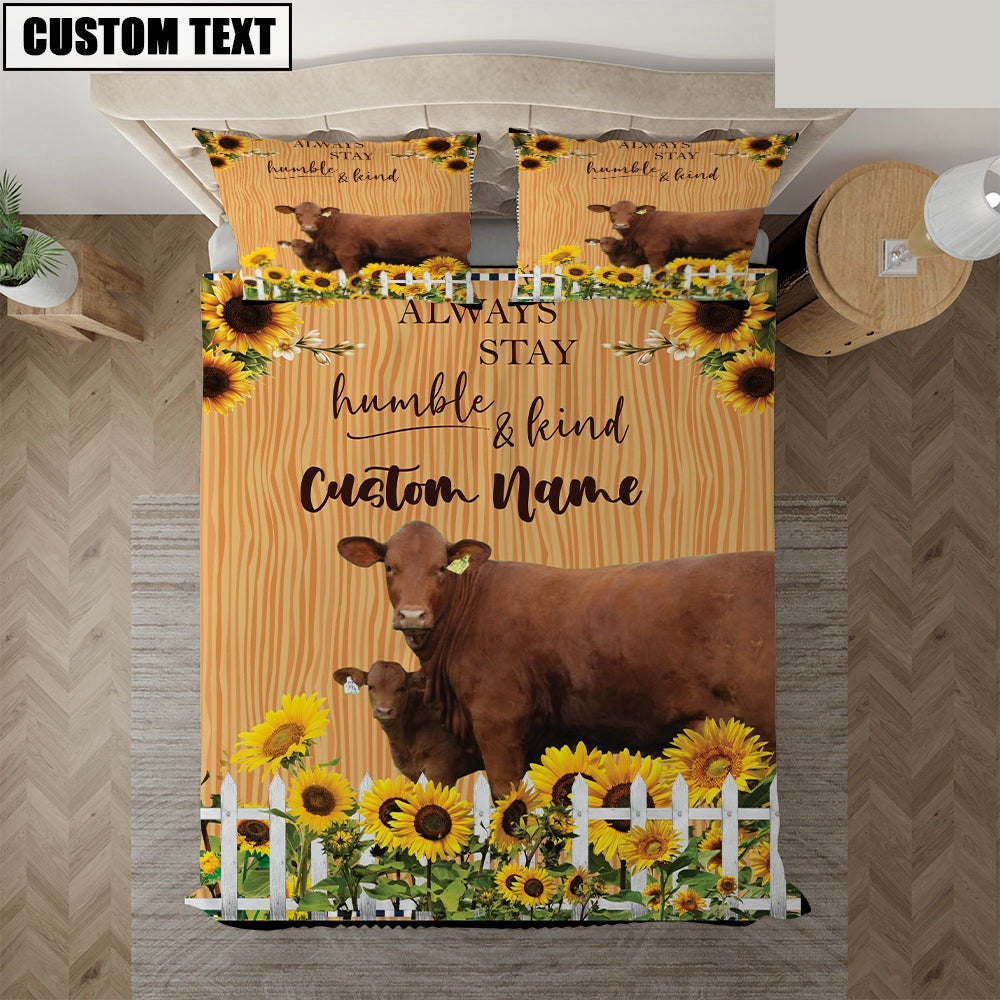 Beefmaster Stay Humble And Kind Custom Name Bedding Set, Farm Bedding Set, Farmhouse Bedding Set