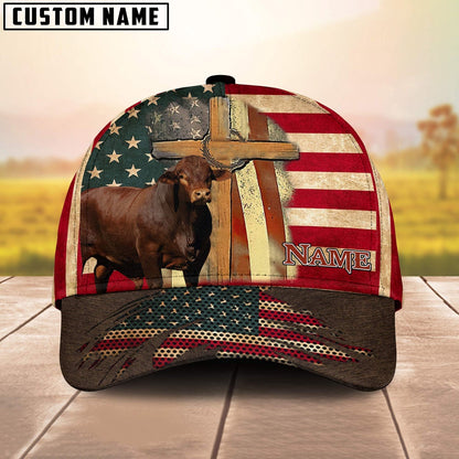 Beefmaster USA Flag Customized Name Cap, Farmer Cap, Vintage Farmer Hat, Mens Farmer Hats, Cap For Farmers