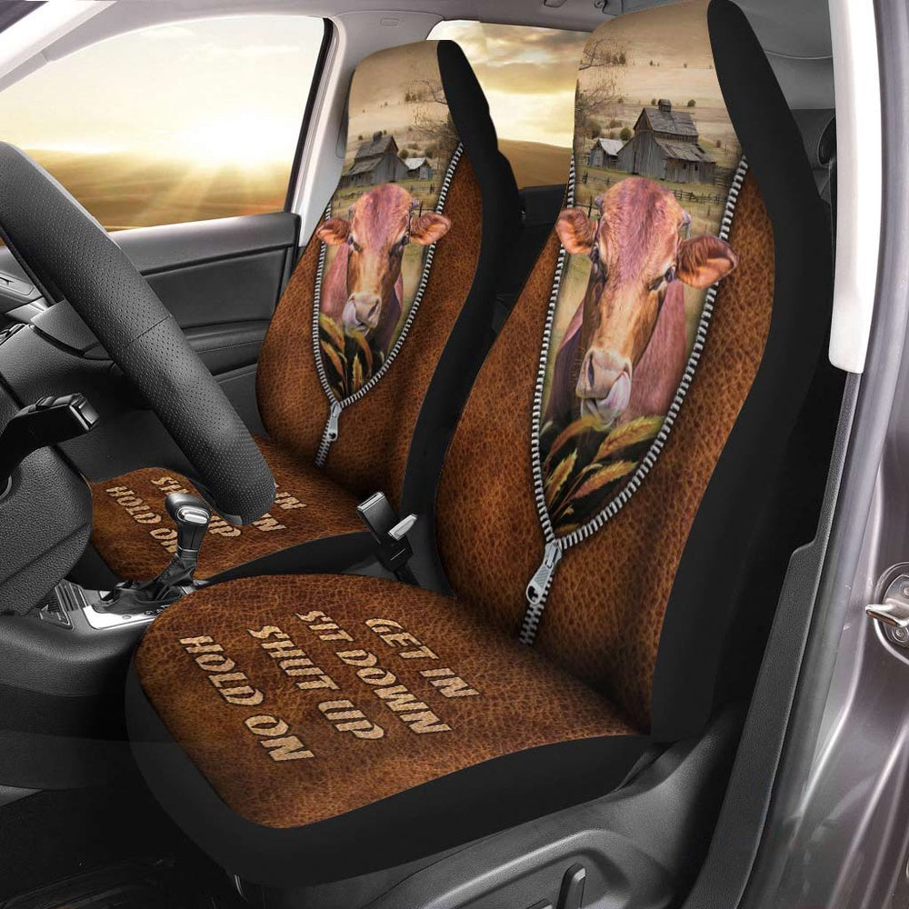 Beefmaster Zipper Leather Pattern Car Seat Cover, Car Seat Cover, Farm Car Seat Cover, Pet Seat Covers