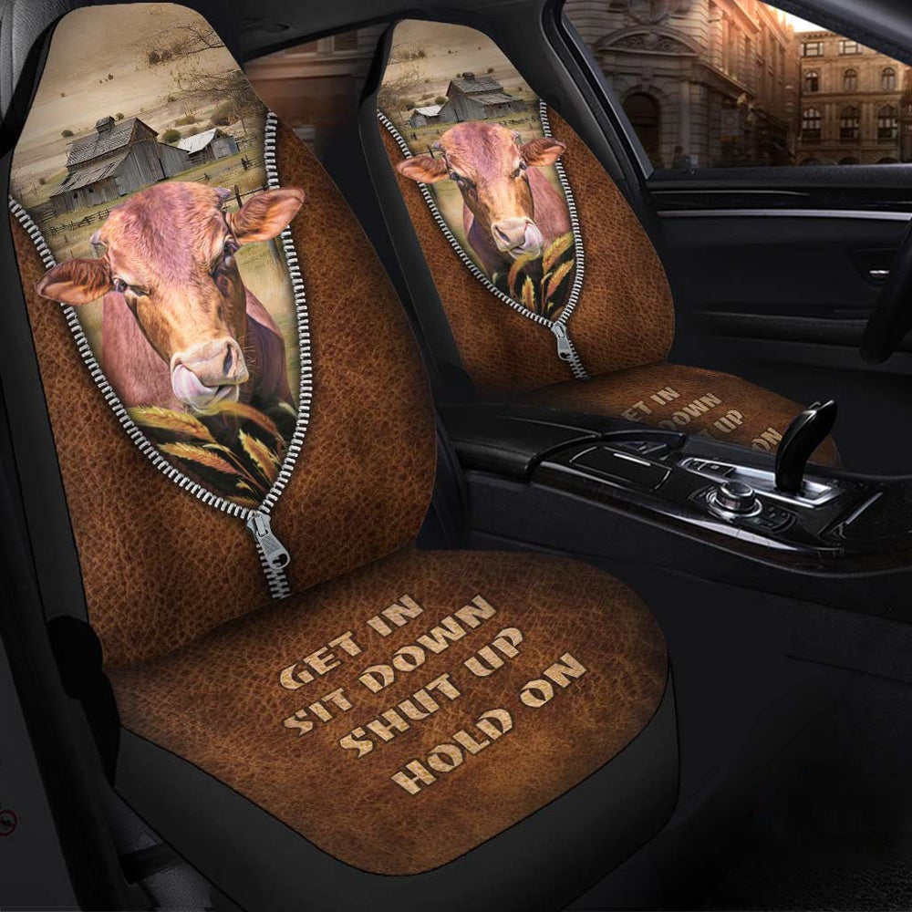 Beefmaster Zipper Leather Pattern Car Seat Cover, Car Seat Cover, Farm Car Seat Cover, Pet Seat Covers