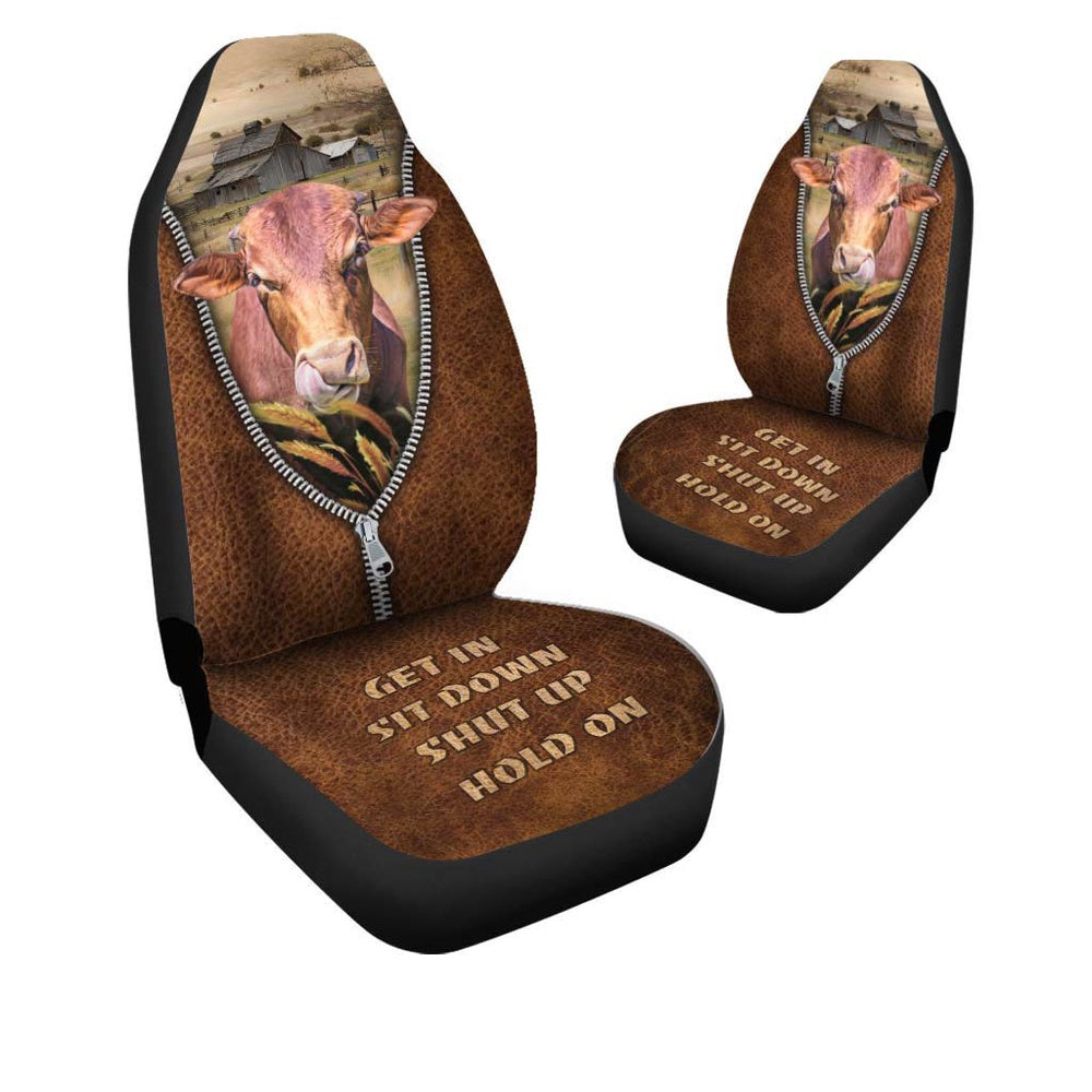 Beefmaster Zipper Leather Pattern Car Seat Cover, Car Seat Cover, Farm Car Seat Cover, Pet Seat Covers