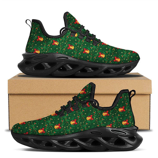 Bell Cute Christmas Print Pattern Black Max Soul Shoes, Christmas Sneakers, Christmas Shoes, Christmas Clunky Sneaker