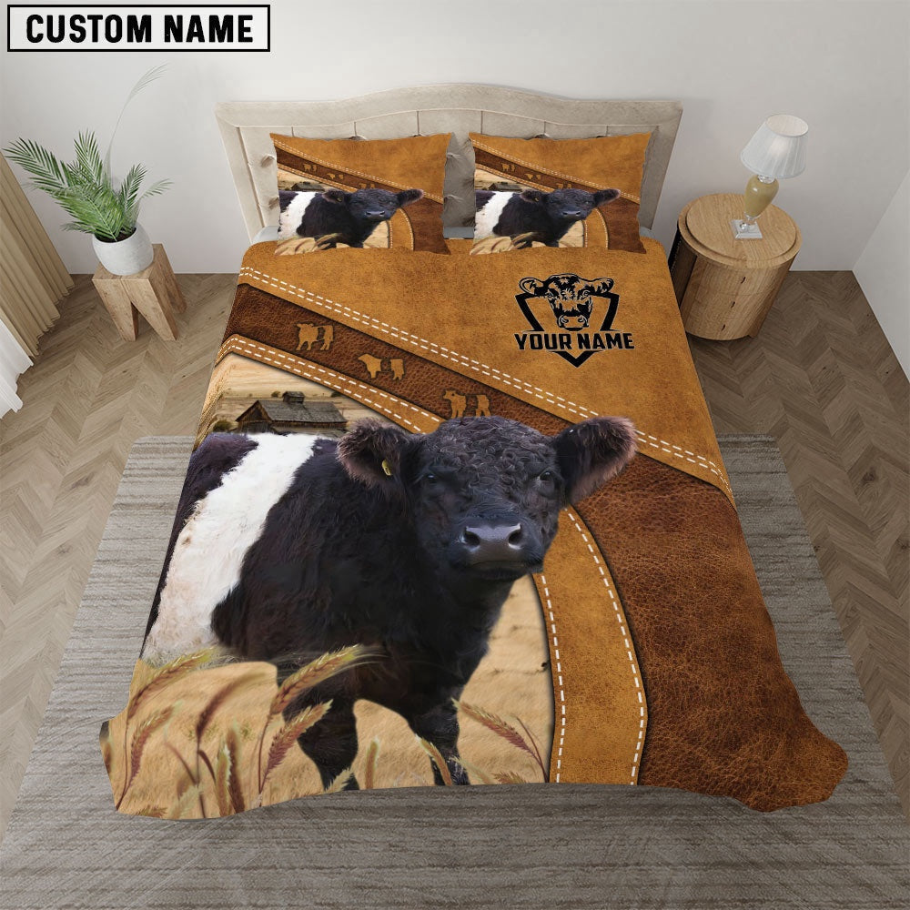 Belted Galloway Cattle Customized Bedding Set, Farm Bedding Set, Farmhouse Bedding Set