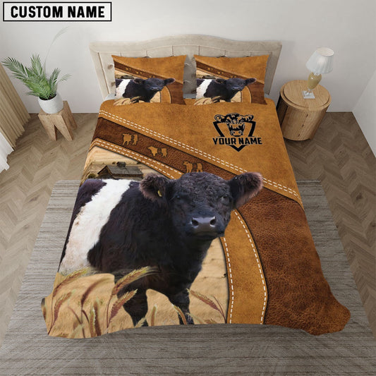 Belted Galloway Cattle Customized Bedding Set, Farm Bedding Set, Farmhouse Bedding Set