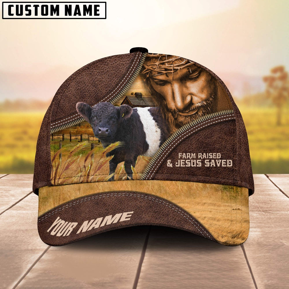 Belted Galloway Farm & Jesus Customized Name Cap, Farmer Cap, Vintage Farmer Hat, Mens Farmer Hats, Cap For Farmers