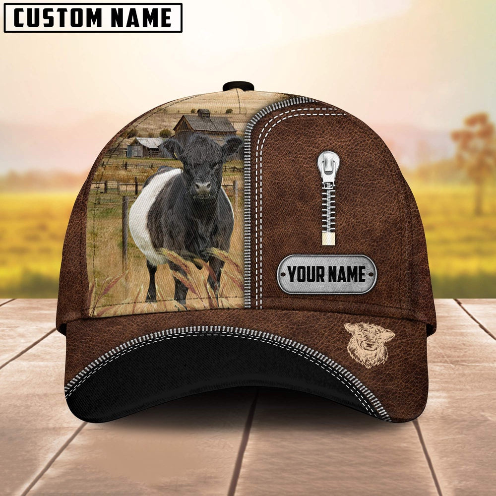 Belted Galloway Leather Zip Pattern Customized Name Cap, Farmer Cap, Vintage Farmer Hat, Mens Farmer Hats, Cap For Farmers