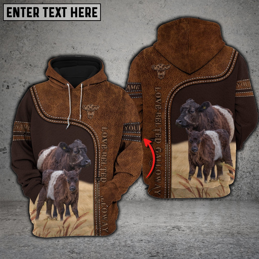 Belted Galloway Love Baby Cattle Personalized All Over Printed Hoodie, Farmer Hoodie, Custom Farm Shirts, Farmer T Shirt