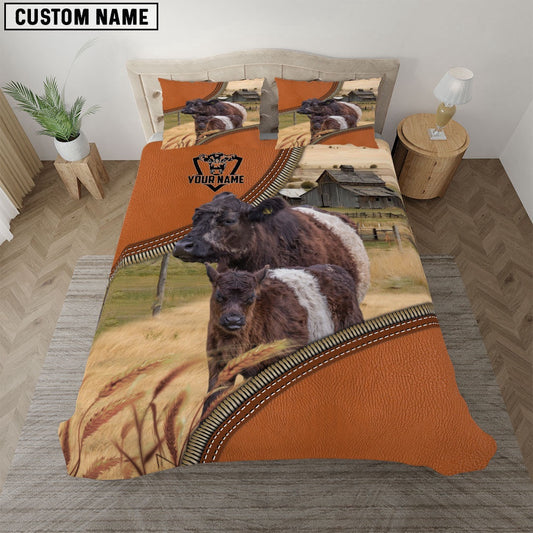 Belted Galloway On The Farm Customized Name 3D Bedding Set, Farm Bedding Set, Farmhouse Bedding Set