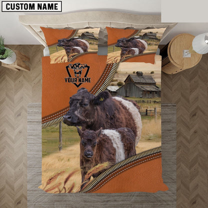 Belted Galloway On The Farm Customized Name 3D Bedding Set, Farm Bedding Set, Farmhouse Bedding Set