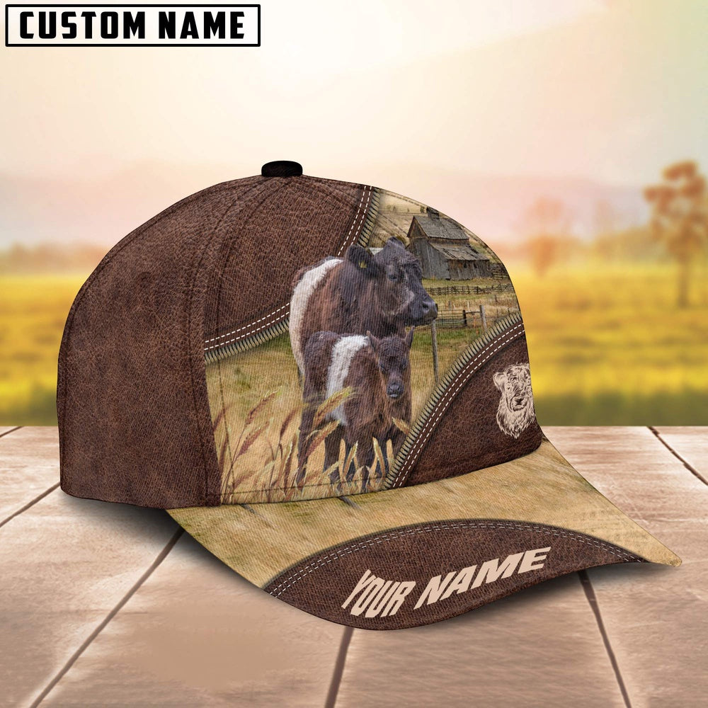 Belted Galloway On The Farm Customized Name 3D Brown Cap, Farmer Cap, Vintage Farmer Hat, Mens Farmer Hats, Cap For Farmers