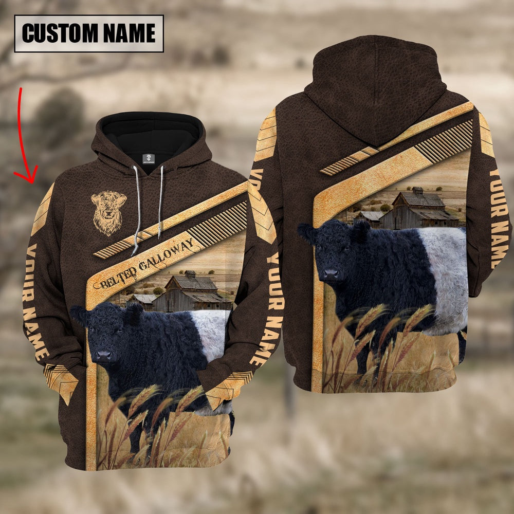 Belted Galloway On The Meadow Custom Name Hoodie, Farmer Hoodie, Custom Farm Shirts, Farmer T Shirt