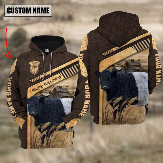 Belted Galloway On The Meadow Custom Name Hoodie, Farmer Hoodie, Custom Farm Shirts, Farmer T Shirt