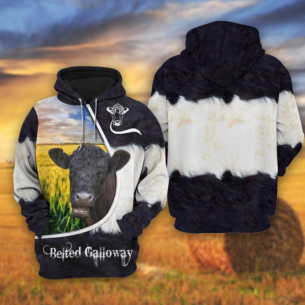 Belted Galloway On The Wheat Field All Over Printed Shirts, Farmer Hoodie, Farm Themed Shirts, Farm Tee Shirts