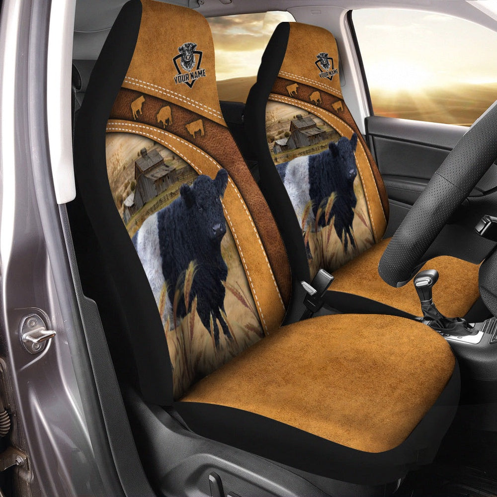 Belted Galloway Pattern Customized Name 3D Car Seat Cover, Car Seat Cover, Farm Car Seat Cover, Pet Seat Covers