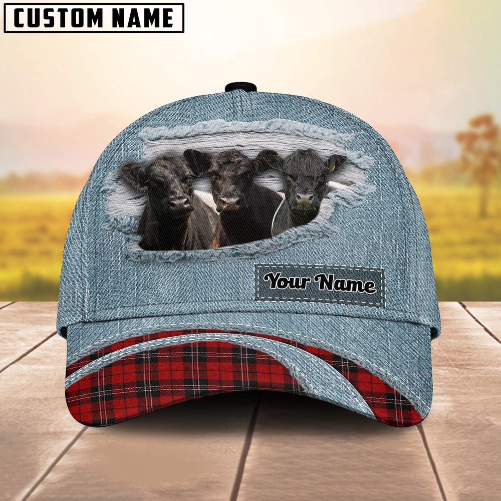 Belted Galloway Red Caro And Jeans Pattern Customized Name Cap, Farmer Cap, Vintage Farmer Hat, Mens Farmer Hats, Cap For Farmers