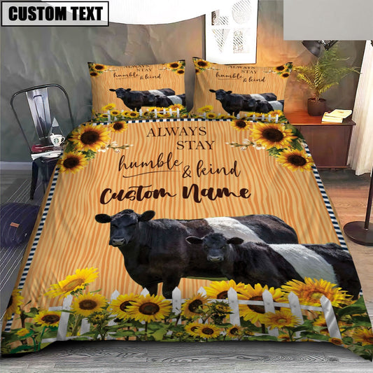 Belted Galloway Stay Humble And Kind Bedding Set, Farm Bedding Set, Farmhouse Bedding Set