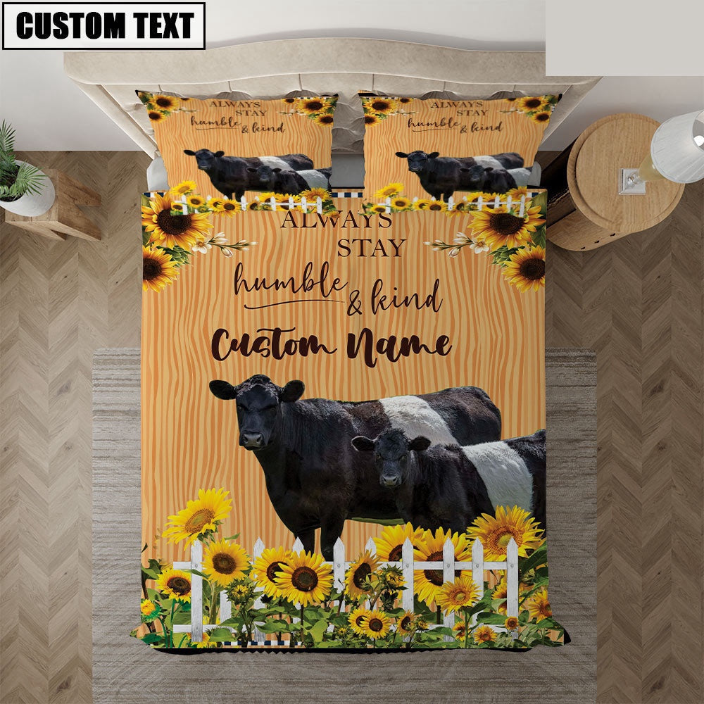 Belted Galloway Stay Humble And Kind Bedding Set, Farm Bedding Set, Farmhouse Bedding Set