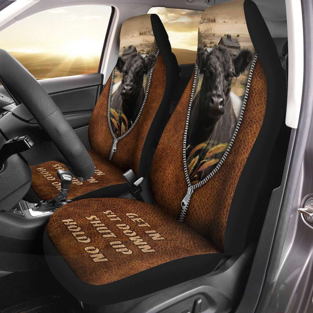 Belted Galloway Zipper Leather Pattern Car Seat Cover, Car Seat Cover, Farm Car Seat Cover, Pet Seat Covers