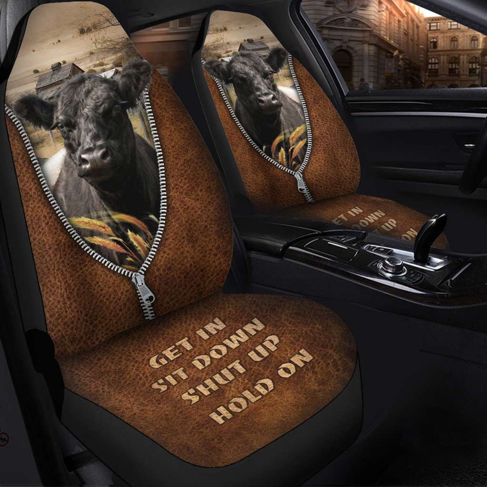 Belted Galloway Zipper Leather Pattern Car Seat Cover, Car Seat Cover, Farm Car Seat Cover, Pet Seat Covers