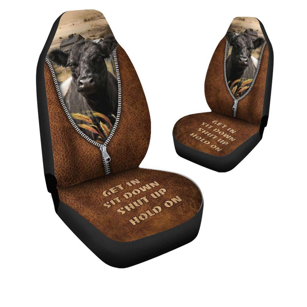 Belted Galloway Zipper Leather Pattern Car Seat Cover, Car Seat Cover, Farm Car Seat Cover, Pet Seat Covers