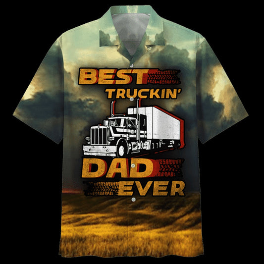 Best Trucking Dad Ever Trucker Hawaiian Shirt, Farm Hawaiian Shirt, Farmer Hawaii