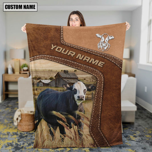 Big Custom Name Black Baldy Blanket, Farm Blanket, Farm Animal Blanket