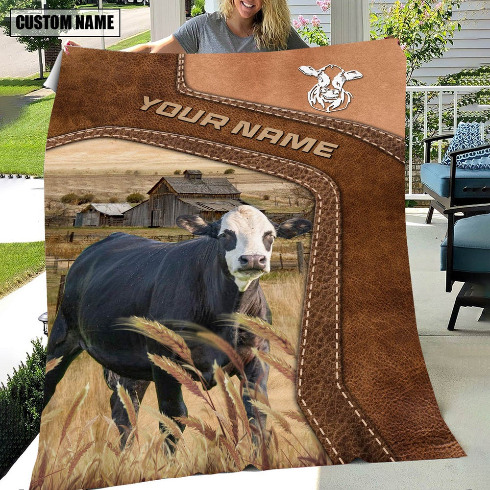 Big Custom Name Black Baldy Blanket, Farm Blanket, Farm Animal Blanket