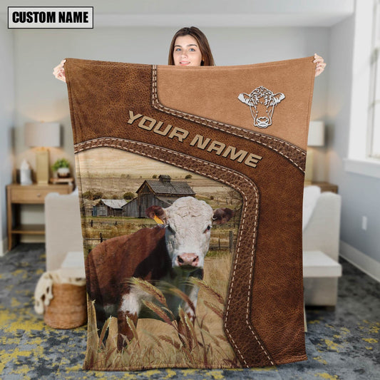 Big Custom Name Hereford Blanket, Farm Blanket, Farm Animal Blanket