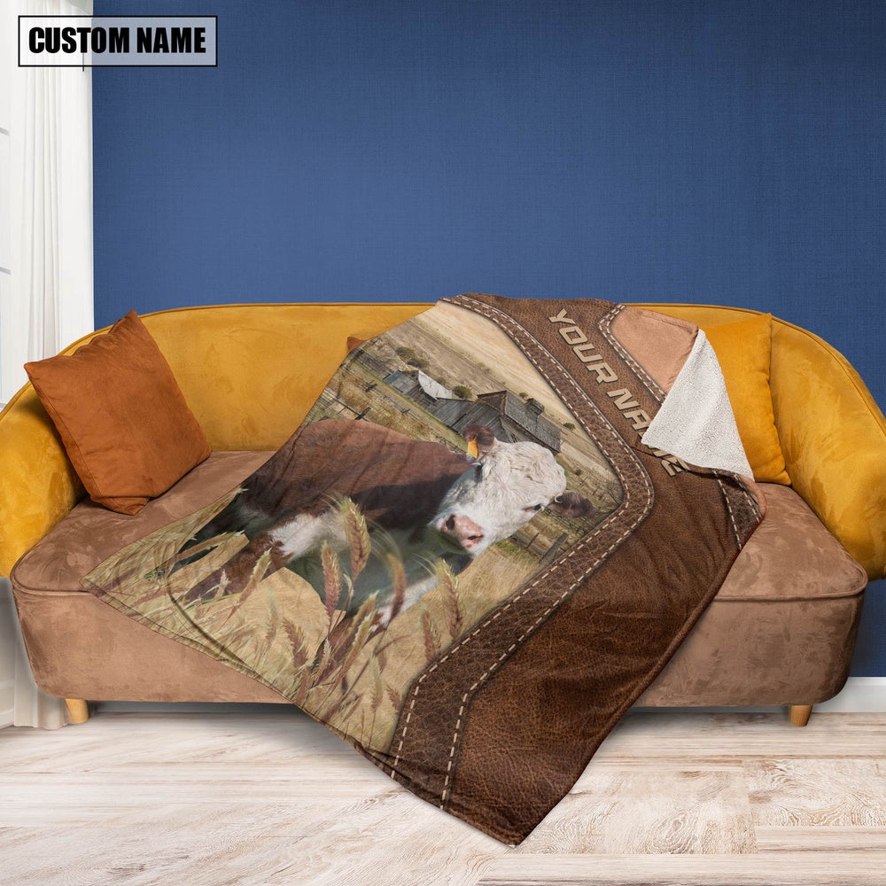 Big Custom Name Hereford Blanket, Farm Blanket, Farm Animal Blanket