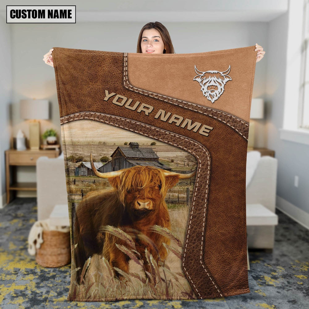 Big Custom Name Highland Blanket, Farm Blanket, Farm Animal Blanket