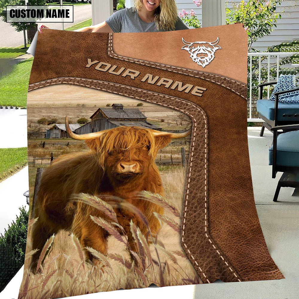 Big Custom Name Highland Blanket, Farm Blanket, Farm Animal Blanket
